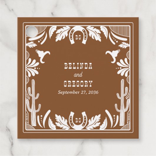 Westerne Country Cowboy Rustic Wedding Bedankjes Labels (Voorkant)