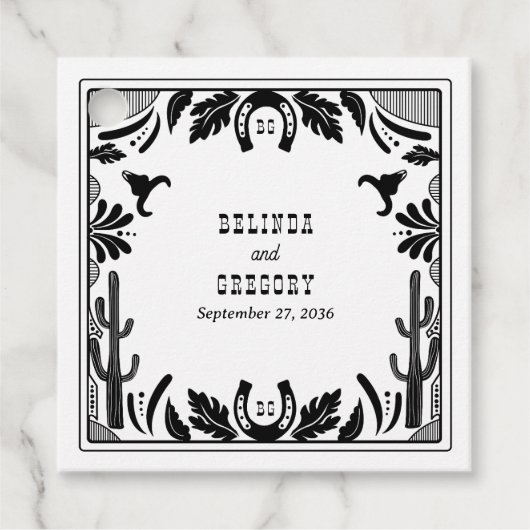 Westerne Country Cowboy Rustic Wedding Bedankjes Labels (Voorkant)
