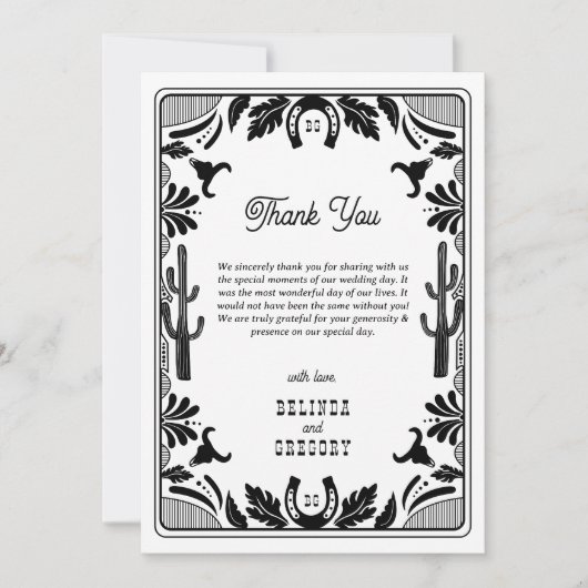 Westerne Country Cowboy Rustic Wedding Bedankkaart (Voorkant)