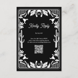 Westerne Country Cowboy Rustic Wedding Informatiekaartje