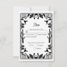 Westerne Country Cowboy Rustic Wedding RSVP Kaartje