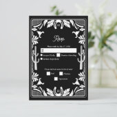 Westerne Country Cowboy Rustic Wedding RSVP Kaartje (Staand voorkant)