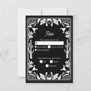 Westerne Country Cowboy Rustic Wedding RSVP Kaartje