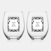 Westerne Country Cowboy Rustic Wedding Wijnglas Zonder Voet (Achterkant)