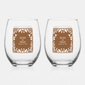 Westerne Country Cowboy Rustic Wedding Wijnglas Zonder Voet (Achterkant)
