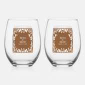 Westerne Country Cowboy Rustic Wedding Wijnglas Zonder Voet (Voorkant)