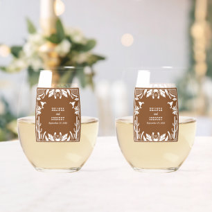 Westerne Country Cowboy Rustic Wedding Wijnglas Zonder Voet