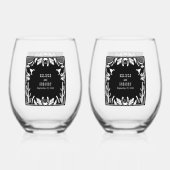 Westerne Country Cowboy Rustic Wedding Wijnglas Zonder Voet (Achterkant)