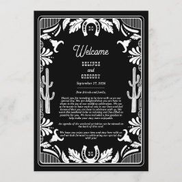 Westerne Country Cowboy Rustieke Trouwroute Programmakaart