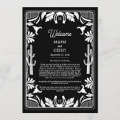 Westerne Country Cowboy Rustieke Trouwroute Programmakaart (Voorkant)