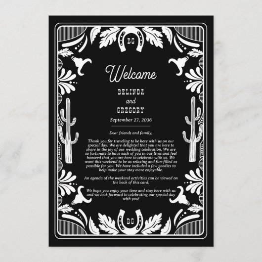 Westerne Country Cowboy Rustieke Trouwroute Programmakaart (Voorkant)