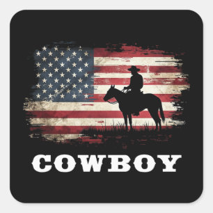 Westerne Country Mannen Rodeo Southern Retro Cowbo Vierkante Sticker