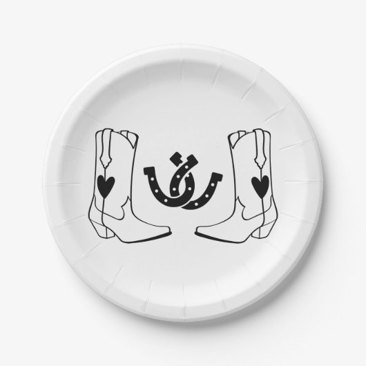 Westerne Country Wedding Rustic Cowboy Black Papieren Bordje (Voorkant)