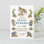 westerne cowboy 1e rodeo boy eerste verjaardag kaart (Staand voorkant)