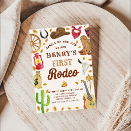 Westerne Cowboy 1e Rodeo Verjaardagsfeestje Kaart