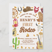 Westerne Cowboy 1e Rodeo Verjaardagsfeestje Kaart (Voorkant)