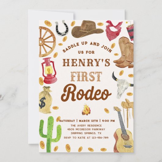 Westerne Cowboy 1e Rodeo Verjaardagsfeestje Kaart