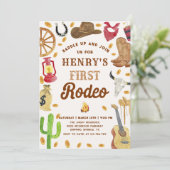 Westerne Cowboy 1e Rodeo Verjaardagsfeestje Kaart (Staand voorkant)