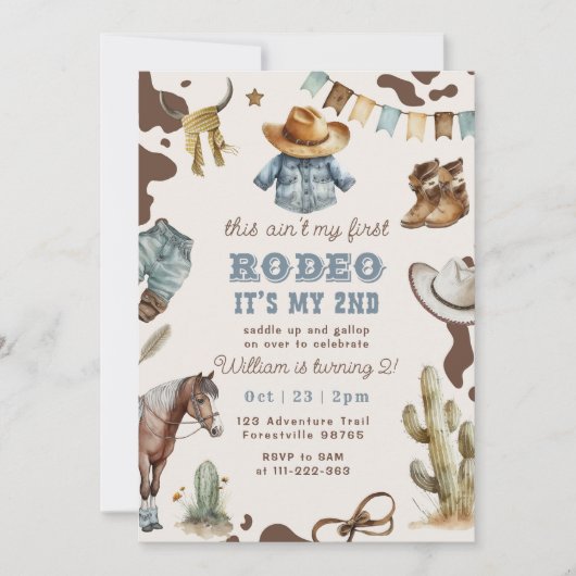 Westerne cowboy 2e Rodeo foto Verjaardagsfeest Kaart (Voorkant)