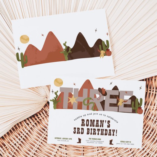 Westerne Cowboy 3e verjaardag Uitnodiging