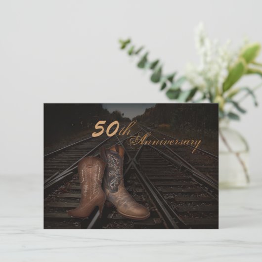 westerne cowboy 50e bruiloft kaart (Staand voorkant)