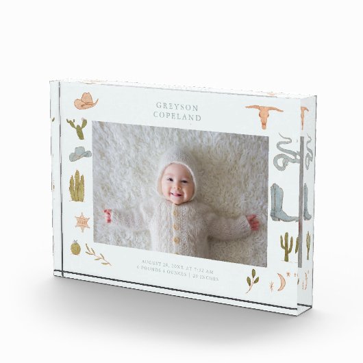 Westerne Cowboy Baby Horizontale Foto Keepsake (Rechts)