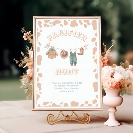 Westerne Cowboy Baby shower fopspeen Hunt Poster