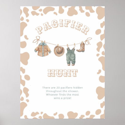 Westerne Cowboy Baby shower fopspeen Hunt Poster (Voorkant)