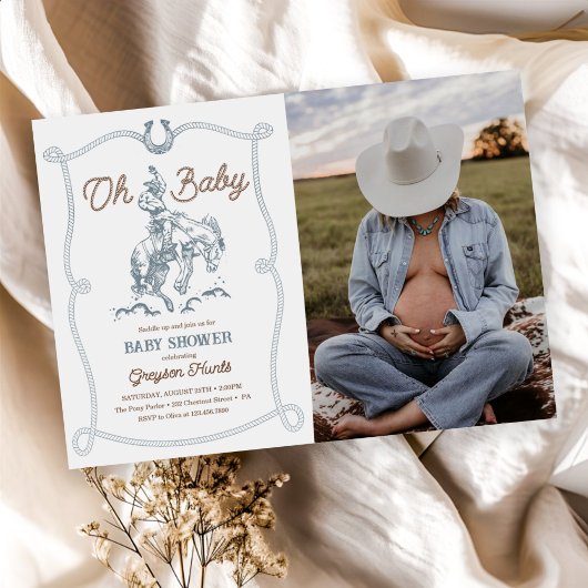  Westerne Cowboy Baby shower Foto Kaart