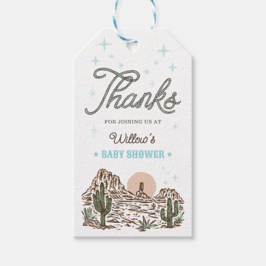 Westerne Cowboy Baby shower gunst Cadeaulabel (Voorkant)