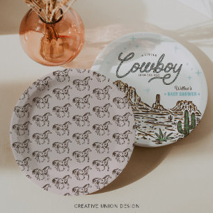 Westerne Cowboy Baby shower Horse Papieren Bordje