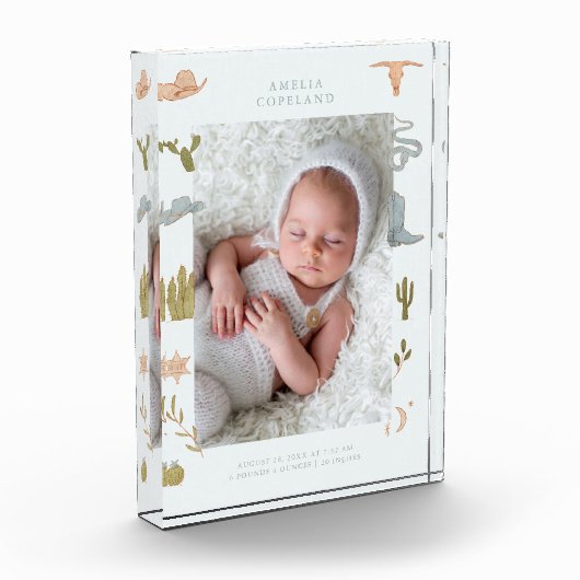 Westerne Cowboy Baby Verticale foto Keepsake (Links)