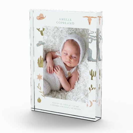 Westerne Cowboy Baby Verticale foto Keepsake (Rechts)
