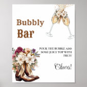 Westerne Cowboy Bachelorette Bubbly Bar Tafelteken Poster (Voorkant)