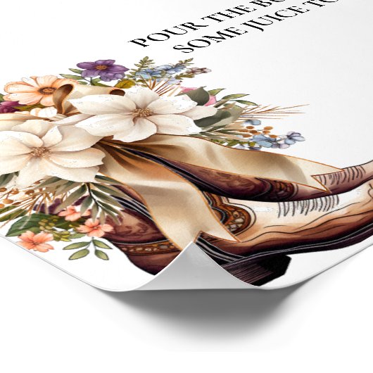 Westerne Cowboy Bachelorette Mimosa Bar Tafelteken Poster (Hoek)