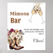 Westerne Cowboy Bachelorette Mimosa Bar Tafelteken Poster (Voorkant)