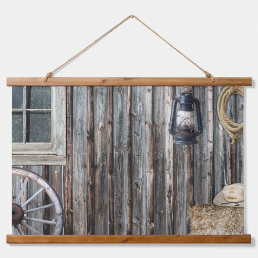 Westerne Cowboy Barn Tapestry Hangend Wandkleed (Voorkant)
