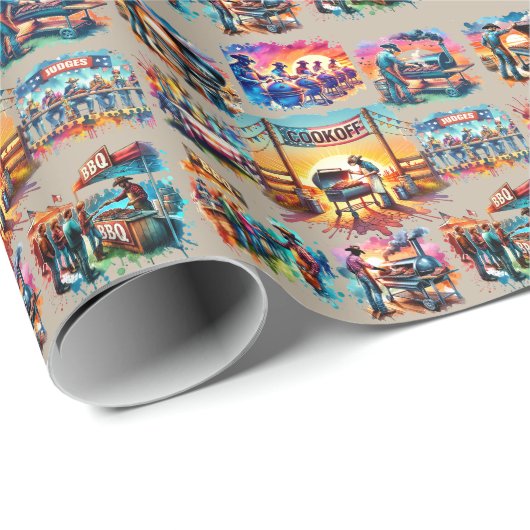 Westerne Cowboy BBQ Cookoff Scènes 1 Cadeaupapier (Rol Hoek)