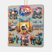 Westerne Cowboy BBQ Cookoff Scènes 1 Keramisch Ornament (Links)
