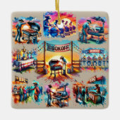 Westerne Cowboy BBQ Cookoff Scènes 1 Keramisch Ornament (Voorkant)