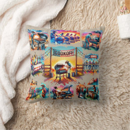 Westerne Cowboy BBQ Cookoff Scènes 1 Kussen