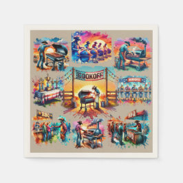 Westerne Cowboy BBQ Cookoff Scènes 1 Servet