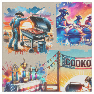 Westerne Cowboy BBQ Cookoff Scènes 1 Stof
