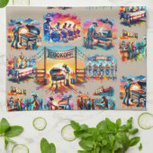 Westerne Cowboy BBQ Cookoff Scènes 1 Theedoek (Gevouwen)