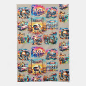 Westerne Cowboy BBQ Cookoff Scènes 1 Theedoek (Verticaal)