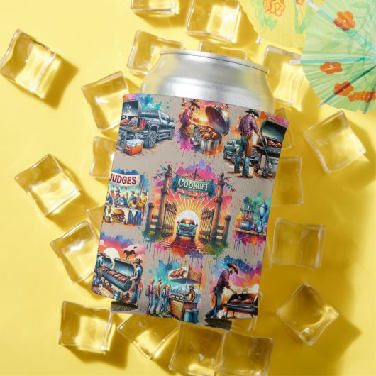 Westerne Cowboy BBQ Cookoff Scènes 2 Aangepast Blikjeskoeler (Insitu Zomer)