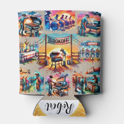 Westerne Cowboy BBQ Cookoff Scènes 2 Aangepast Blikjeskoeler (Achterkant)