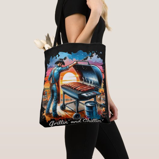 Westerne Cowboy BBQ Grillin' en Chillin' Tote Bag (Dichtbij)