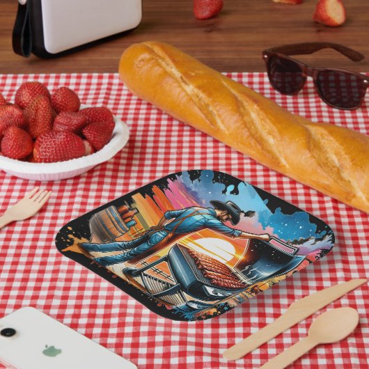 Westerne Cowboy BBQ Pit en Cook Papieren Bordje (Picknick)