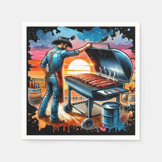 Westerne Cowboy BBQ Pit en Cook Servet (Voorkant)